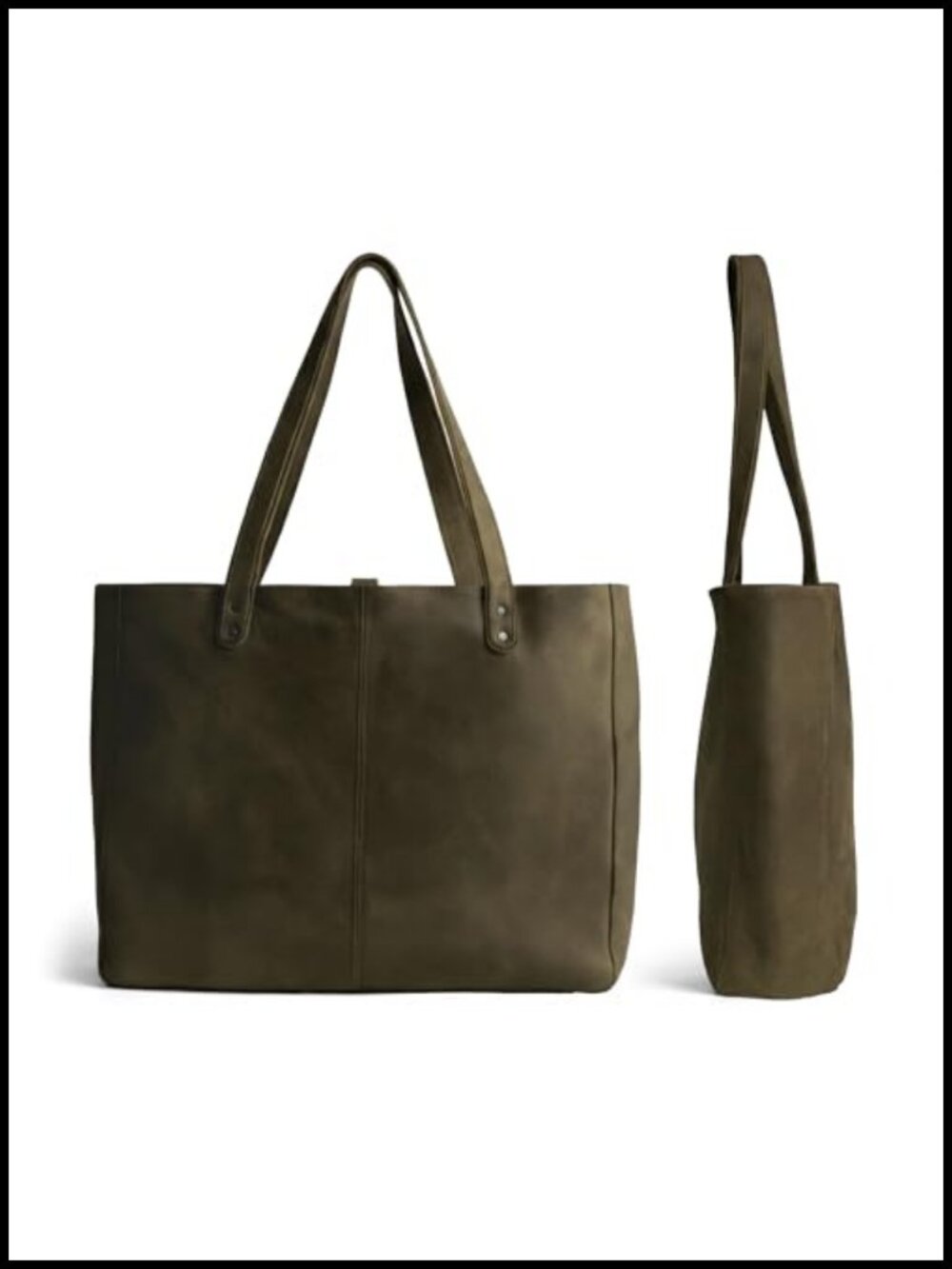 Full-Grain Leather Tote Bag Large Laptop Work Shoulder Bag Handmade